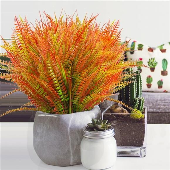 22-Piece Artificial Outdoor Plants Set: UV-Resistant Fake Ferns & Fall Flowers - Picture 6 of 8